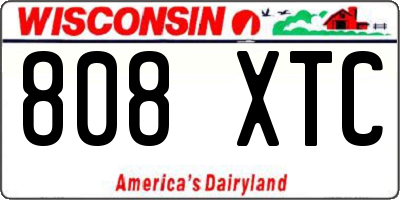 WI license plate 808XTC