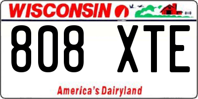 WI license plate 808XTE