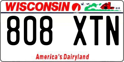 WI license plate 808XTN