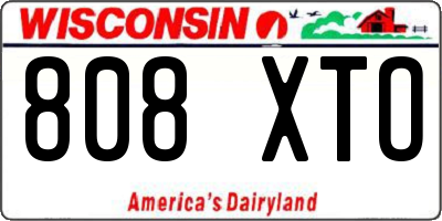 WI license plate 808XTO