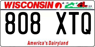 WI license plate 808XTQ