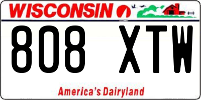 WI license plate 808XTW