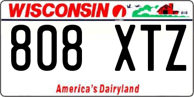 WI license plate 808XTZ