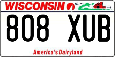 WI license plate 808XUB