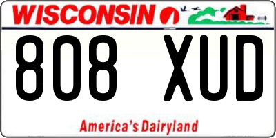WI license plate 808XUD