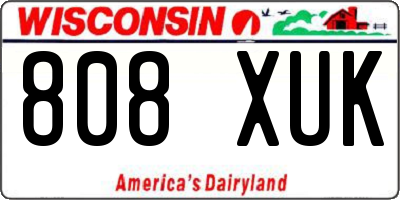 WI license plate 808XUK