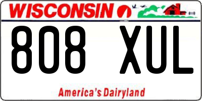 WI license plate 808XUL