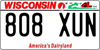 WI license plate 808XUN
