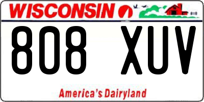 WI license plate 808XUV