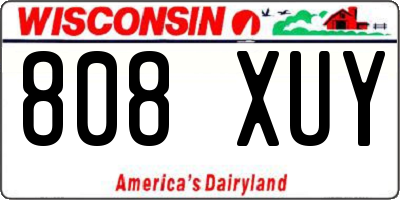 WI license plate 808XUY