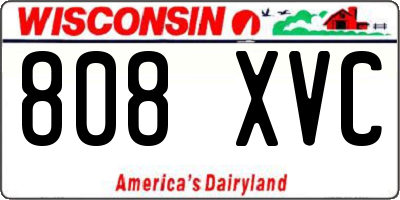 WI license plate 808XVC