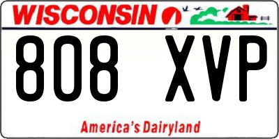 WI license plate 808XVP