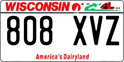 WI license plate 808XVZ