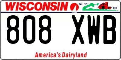 WI license plate 808XWB