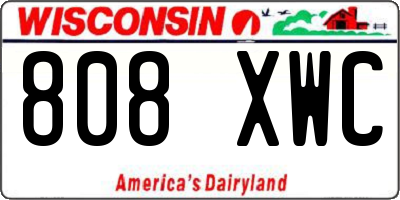 WI license plate 808XWC