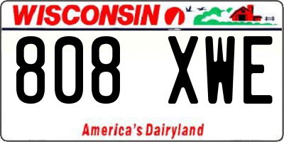 WI license plate 808XWE