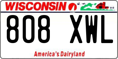 WI license plate 808XWL