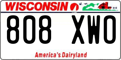 WI license plate 808XWO