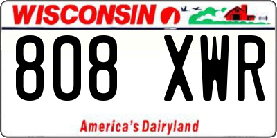 WI license plate 808XWR
