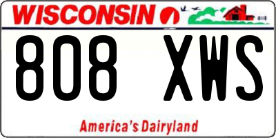 WI license plate 808XWS