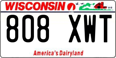 WI license plate 808XWT