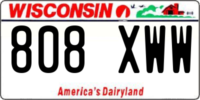 WI license plate 808XWW