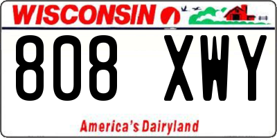WI license plate 808XWY
