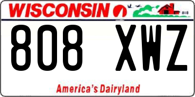 WI license plate 808XWZ
