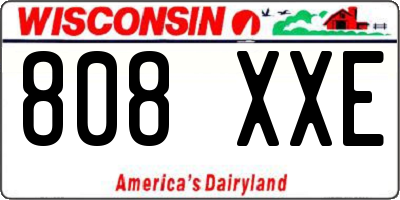 WI license plate 808XXE