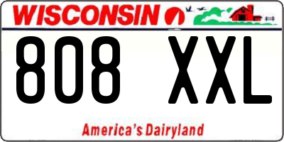 WI license plate 808XXL