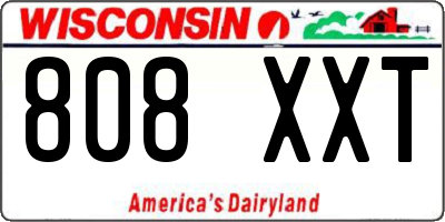 WI license plate 808XXT