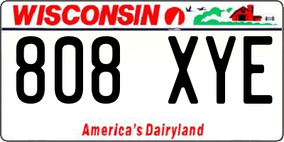 WI license plate 808XYE