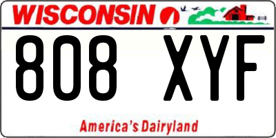 WI license plate 808XYF