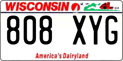 WI license plate 808XYG