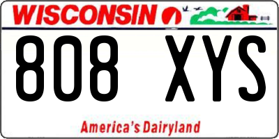 WI license plate 808XYS
