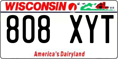 WI license plate 808XYT