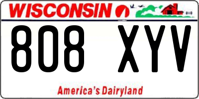 WI license plate 808XYV