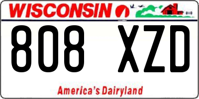 WI license plate 808XZD