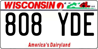 WI license plate 808YDE