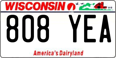 WI license plate 808YEA
