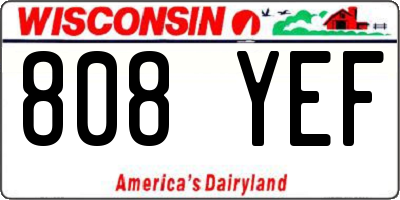 WI license plate 808YEF