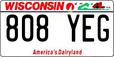 WI license plate 808YEG
