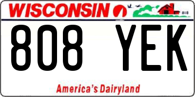 WI license plate 808YEK