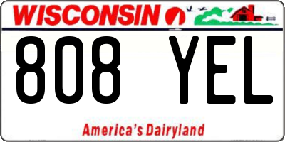WI license plate 808YEL