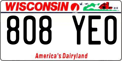 WI license plate 808YEO