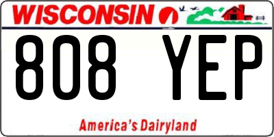 WI license plate 808YEP