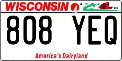 WI license plate 808YEQ