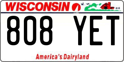 WI license plate 808YET