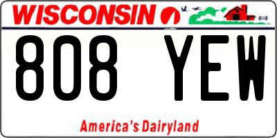 WI license plate 808YEW