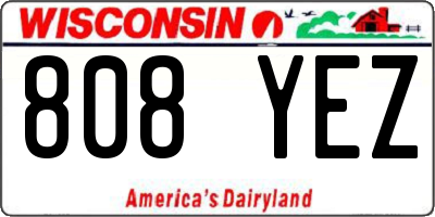 WI license plate 808YEZ